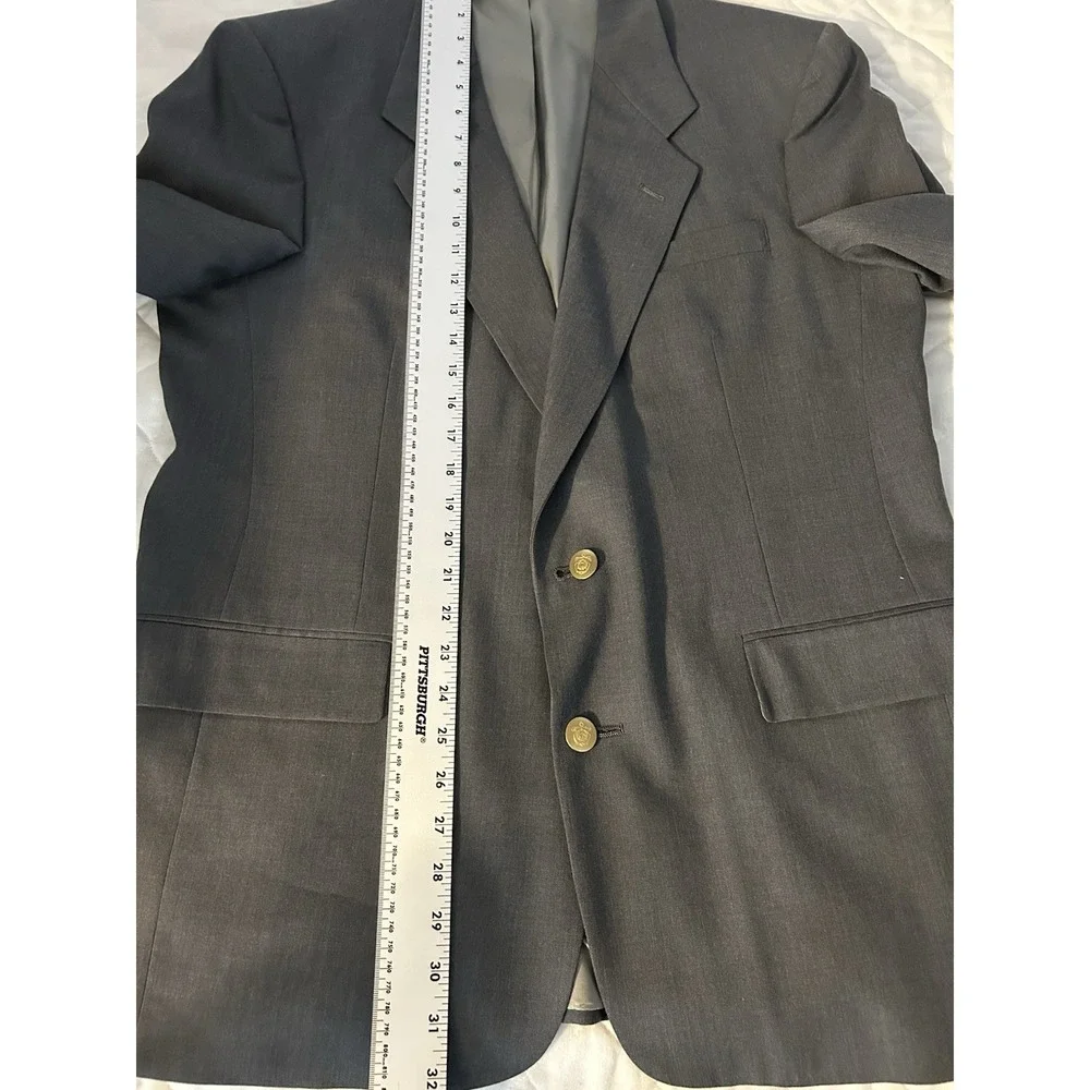 Vintage Christian Dior Monsieur Blazer 44R Gray Gold Crest Buttons 80s‎ USA Made